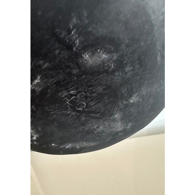 Early 21st Century Vintage Botanical Textured Ceramic Vase With Crackle Glaze Interior For Sale - Image 5 of 5