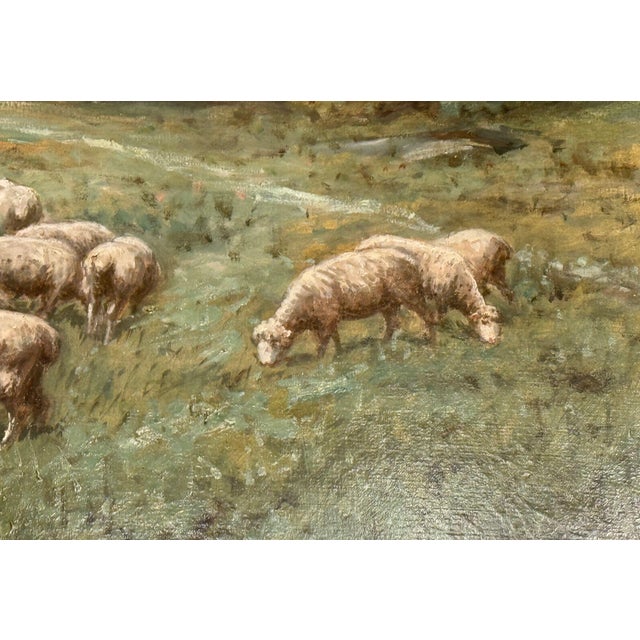 G. A. Hays American Sheep Pasture Landscape Oil Painting, Circa 1900. For Sale - Image 4 of 13