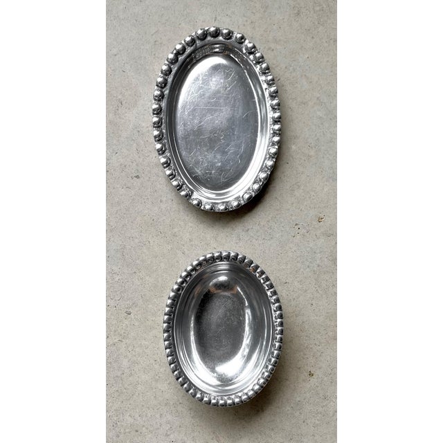 Circa 1980 Beaded Rim Byzantine-Inspired Mexican Pewter Oval Bowl & Underplate Set For Sale - Image 13 of 18