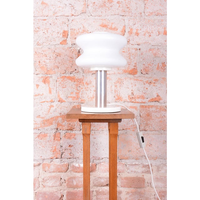 Mid-Century Table Lamp in Aluminium and Milk Glass from NAPAKO, Czech, 1960s For Sale - Image 6 of 10