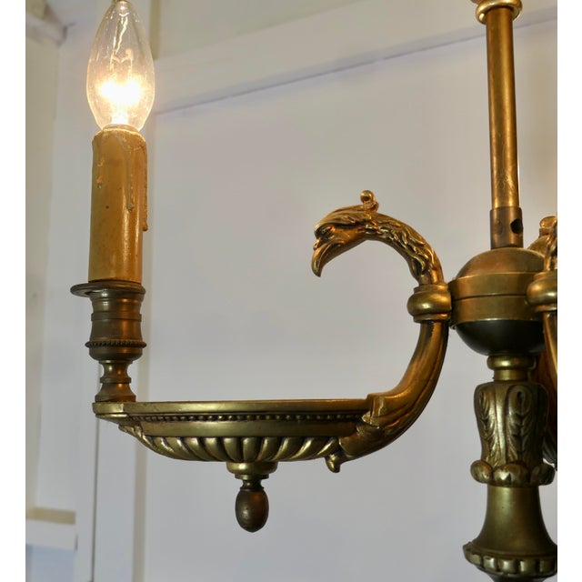 French Gilt Brass Bouillotte Library Ceiling Light A lovely piece, adapted from an original oil lamp, the lamp has 3 brass...
