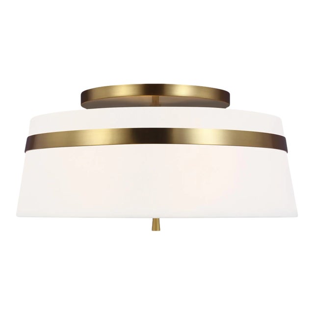 Alexa Hampton by Visual Comfort Studio Cordtlandt Large Semi-Flush Mount Burnished Brass For Sale