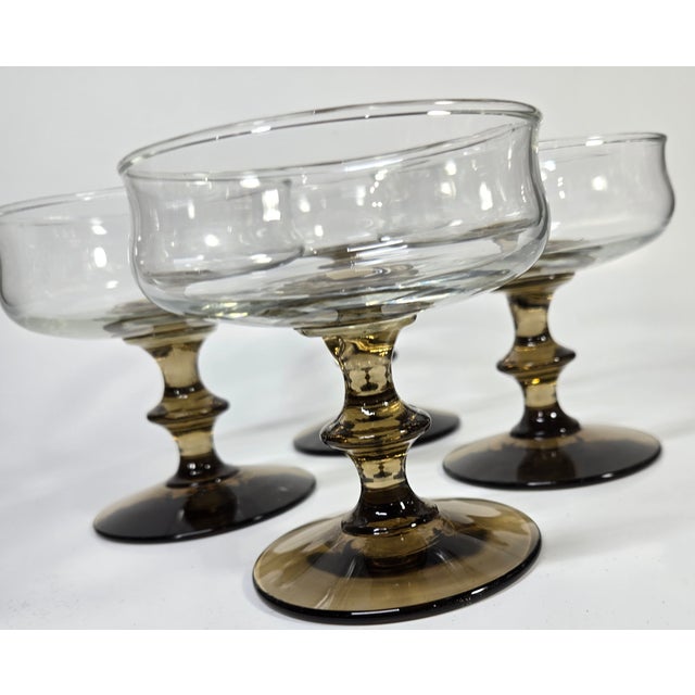 Late 20th Century Boho Chis Spicy Stemmed Champagne Coupes - Set of Four For Sale - Image 4 of 14