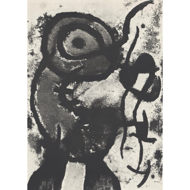 Monochrome lithograph after Joan Miró, from the album "L'Oiseau Solaire, L'Oiseau Lunaire, Etincelles" (The Sun Bird, The...