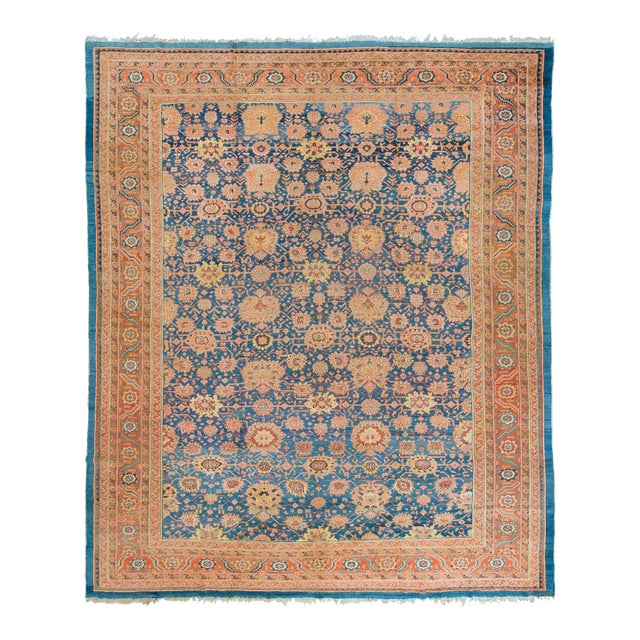 Blue Antique Persian Bakshaish Oversize Rug For Sale