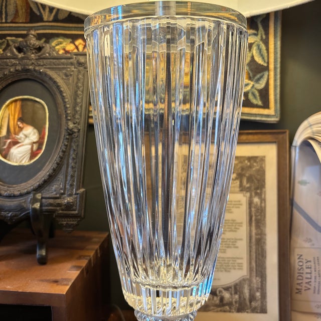 1970s Vintage Crystal Lamps - 25”h X 15” (Lamp Shade Diameter) - a Pair For Sale - Image 5 of 5