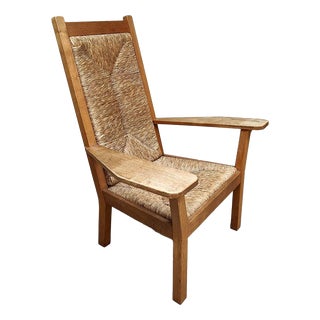 Vintage Rush and Wicker High Back Lounge Chair by Willi Ohler, 1920s For Sale