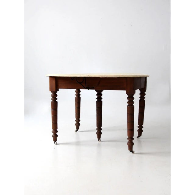 Wood Antique Drop Leaf Table With Fifth Leg For Sale - Image 7 of 13