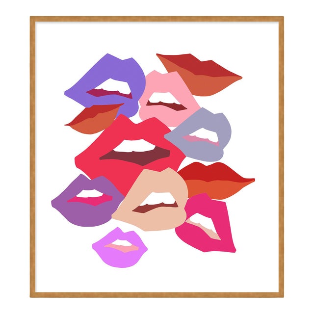 White Lips by Angela Blehm in Gold Framed Paper, Medium Art Print For Sale