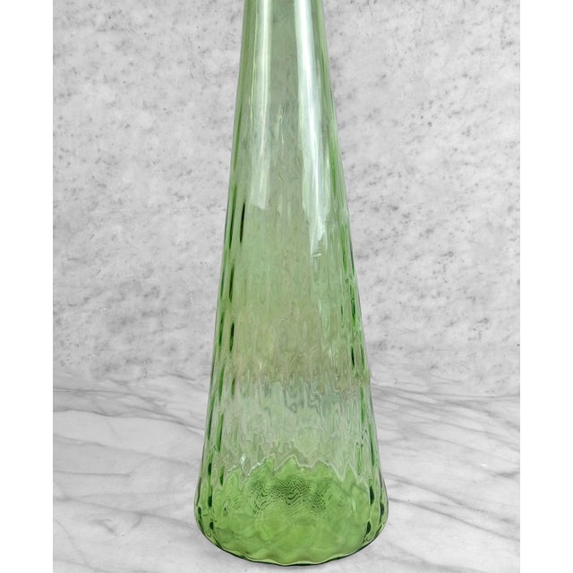 Green Mid 20th Century 24″ Italian Empoli Green Optic Art Glass Genie Bottle For Sale - Image 8 of 8