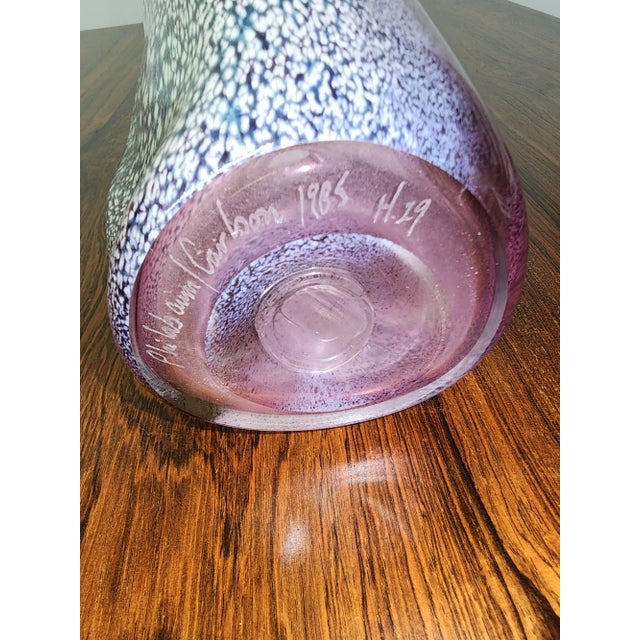 Tom Philabaum Studio Glass Vase 1985 Early Carbon Series Hand-Blown Large 15 1/2 Inches Tall! For Sale - Image 10 of 14