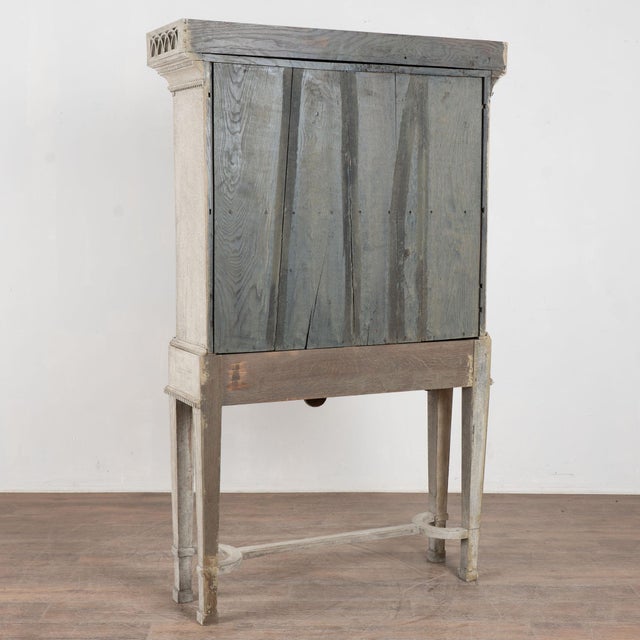 19th Century Danish Gray Painted Oak Cabinet on Legs With Interior Drawers For Sale - Image 12 of 12