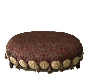 Palatial Distressed Gold Bullion Burgundy Oval Ottoman