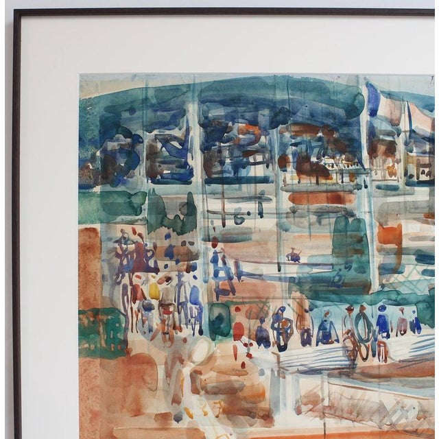 Pierre Gaillardot, Tennis Match on Clay, 1970s, Watercolour on Paper For Sale - Image 3 of 18