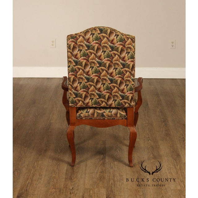 Ethan Allen Pair of Ethan Allen Legacy Collection Upholstered Armchairs with Cabriole Legs For Sale - Image 4 of 15