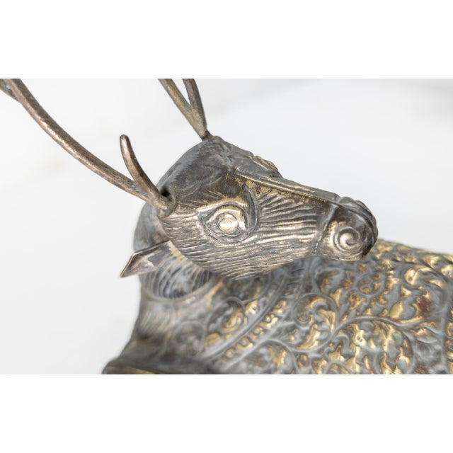 Late 20th Century South East Asian Cambodian Silverplate Deer Form Betel Box For Sale - Image 4 of 12