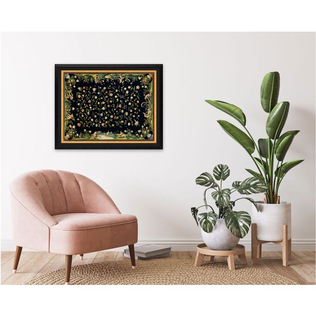 Black Atelier Aria Lumae Golden Age Dutch Floral Antique Tapestry Fine Art Gallery Board Print With Faux Antique Gilt Frame Print Design 32 X 24.5 For Sale - Image 8 of 12