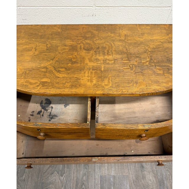 Antique Mission Arts and Crafts Tiger Oak Server Bureau Sideboard Buffet For Sale - Image 4 of 10