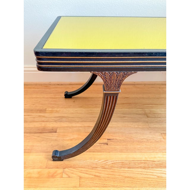Barnard & Simonds Early 1900s Citron Gold Mirror Top and Ebony Walnut Empire Coffee Table For Sale - Image 4 of 17