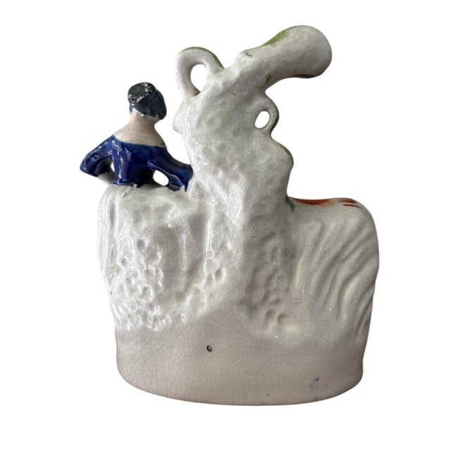 Orange Antique English Staffordshire Figural Spill Vase With Milk Maid & Cow For Sale - Image 8 of 11