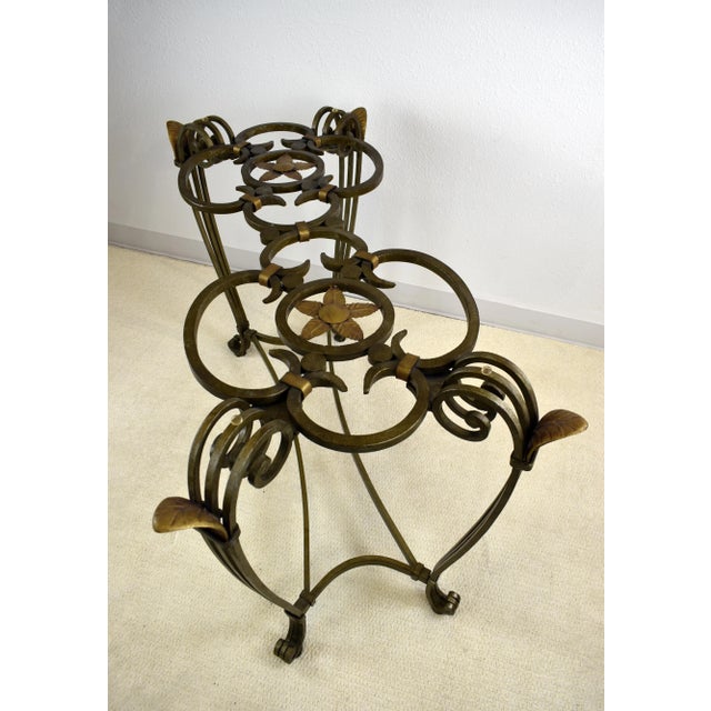 2000 - 2009 Bronze Wrought Iron Sofa Table and End Tables With Thick Tempered Beveled Glass Top Contemporary - Set of 3 For Sale - Image 5 of 10