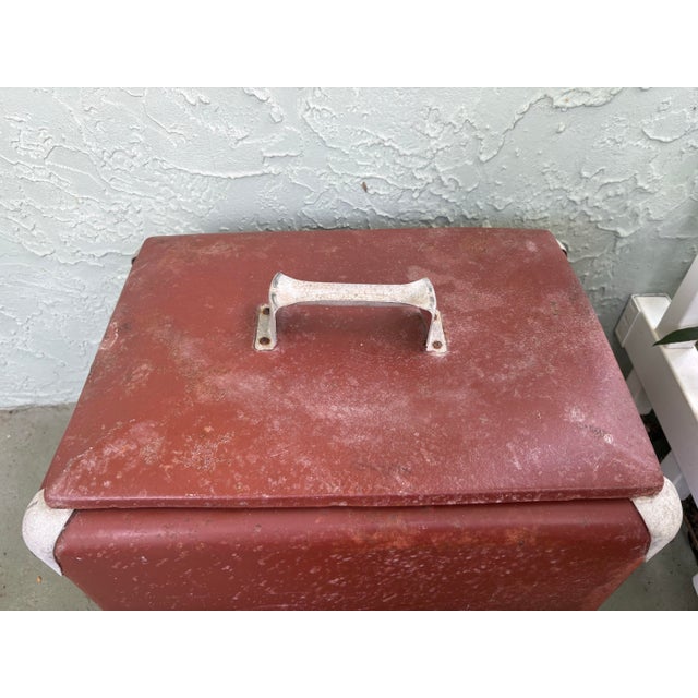 Vintage 1940s Drink Pepsi-Cola Embossed Metal Cooler by Progress Refrigerator Co. For Sale In Orlando - Image 6 of 12