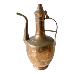 19th Century Large Solid Copper Ewer/Jug With Hinged Lid