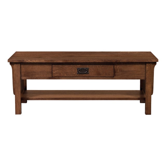 Mission Crofter Style 1 Drawer Coffee Table - Walnut Stain For Sale