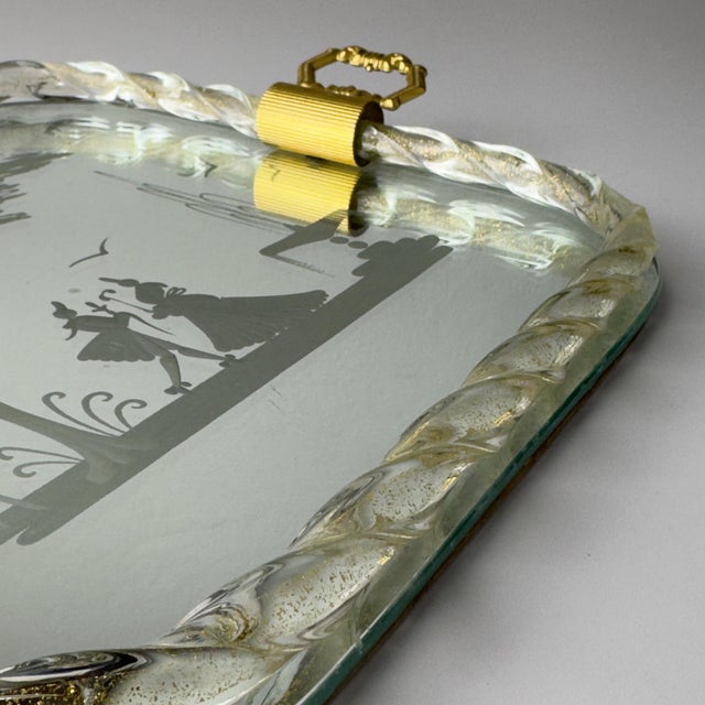 Vintage Venetian Murano Glass Mirror Tray, Italy, 1950s For Sale - Image 6 of 16