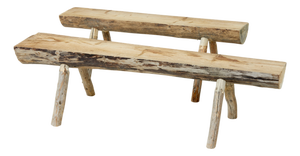 Scandinavian Handmade Log Benches, 1950, Set of 2