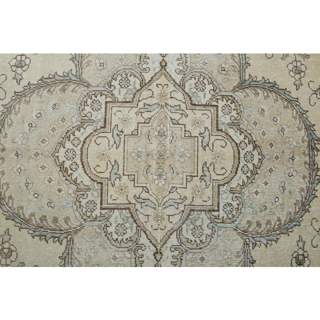 1970s Vintage Persian Handmade Wool Cotton Beige Area Rug For Sale - Image 10 of 10