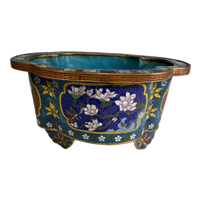 19th Century Chinese Large Cloisonné Enamel Jardiniere For Sale