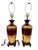 VTG Pair Ceramic Chocolate, Brown Gold Embossed Vase Lamps 32” For Sale - Image 4 of 10