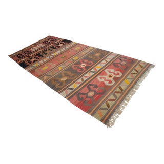 Vintage Anatolian Kars Kilim Area Rug - 5′2″ × 11′ For Sale