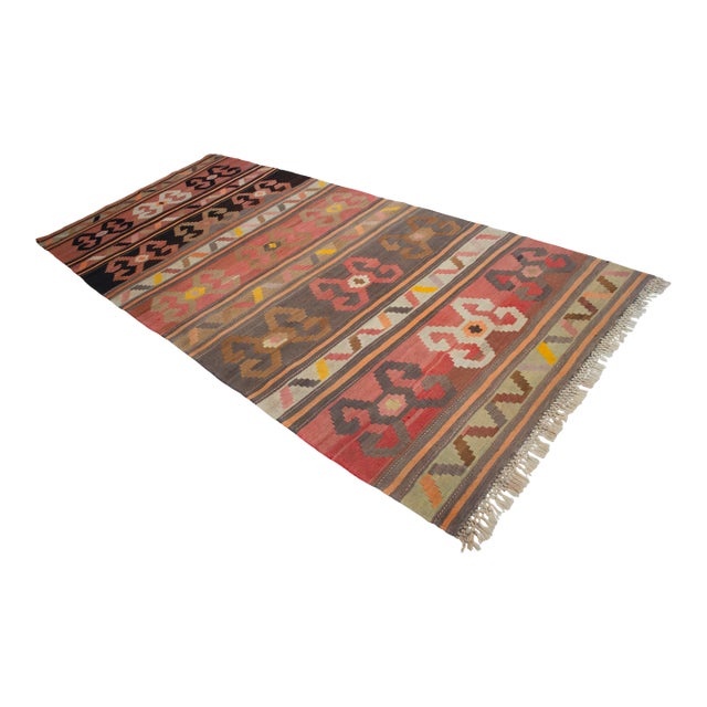 Vintage Anatolian Kars Kilim Area Rug - 5′2″ × 11′ For Sale