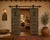 Antique Indian Carved and Painted Teakwood Gujarati Door, each door panel with 8 panels, centered with an iron strap with...