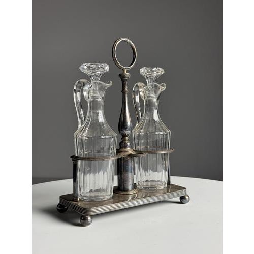 Oil and Vinegar Set in Silver-Plated Metal, Set of 3 For Sale - Image 15 of 15