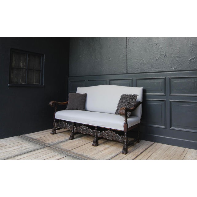 Antique German Carved Walnut Sofa For Sale - Image 3 of 18