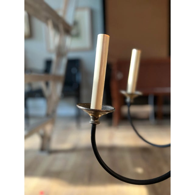 Metal Vintage Brass Palm Frond Leaf Tree 8 Light Chandelier Faux Bamboo Palm Beach For Sale - Image 7 of 10