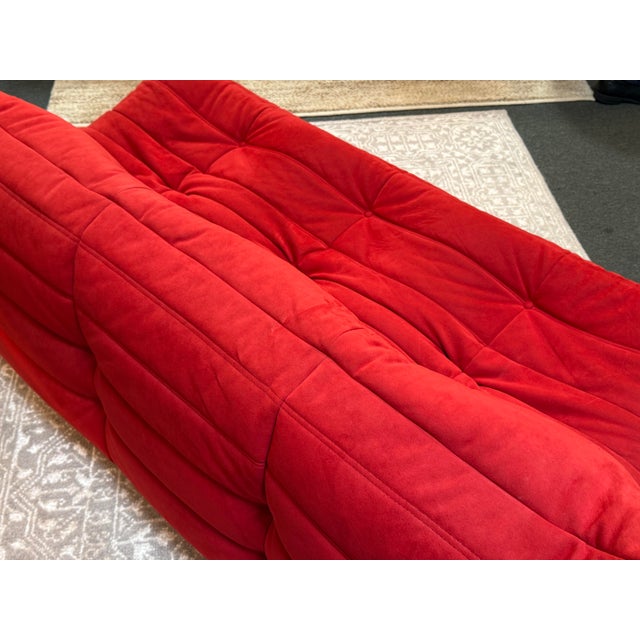 Modern Michel Ducaroy for Ligne Roset Togo Armless Sofa, Alcantara Goya Red For Sale - Image 3 of 12