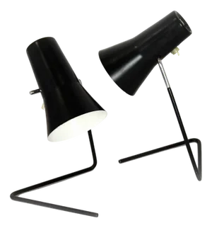 Black Table Lamps by Josef Hurka for Drupol, 1960s, Set of 2