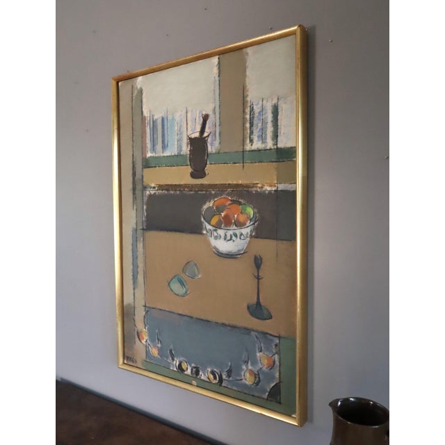 Mid-Century Modern 'Arrangement by the Window' Vintage Swedish Original Still Life Interior Oil Painting, Framed For Sale - Image 6 of 11