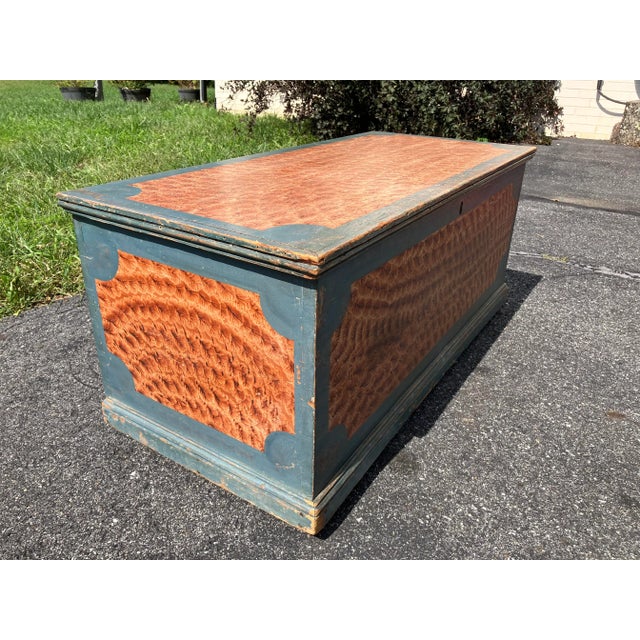 Artisan Paintwork! Late 19th C. Blanket Chest / Trunk / Tool Chest, distinguished by exceptional and well-preserved paint...