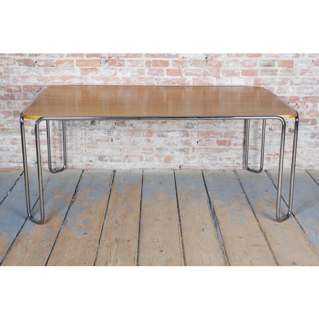 Czech Bauhaus Chrome Dining Table in Oak attributed to R. Slezák, 1930s For Sale - Image 16 of 18