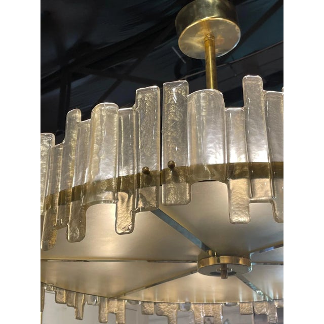 Modern Murano Glass & Brass Chandelier For Sale In Dallas - Image 6 of 10