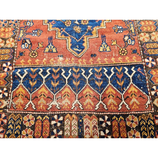 19th Century Handwoven Anatolian Village Area Rug, Wool, Red & Navy, 3' x 5' For Sale - Image 17 of 18