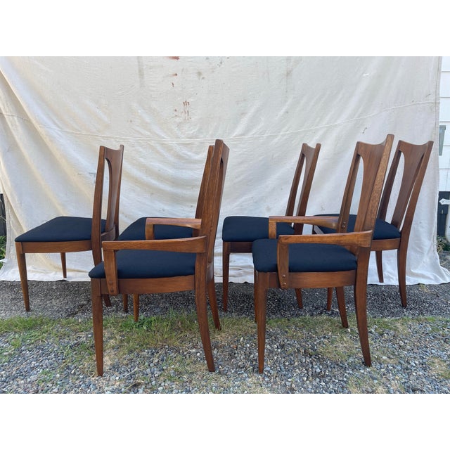 Set of 6 Mid-Century Modern Broyhill Brasilia Sculpted Walnut Dining Chairs For Sale In Seattle - Image 6 of 12