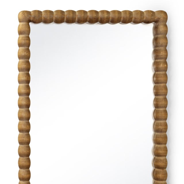 Contemporary Perennial Bobbin Wood Mirror, Natural For Sale - Image 3 of 6