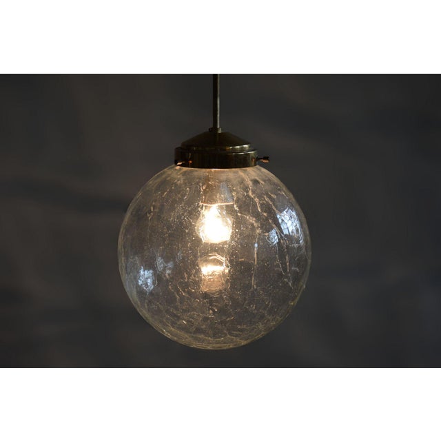 Gold Mid-Century Czech Brass and Glass Pendant attributed to Kamenický Šenov, 1960s For Sale - Image 8 of 9