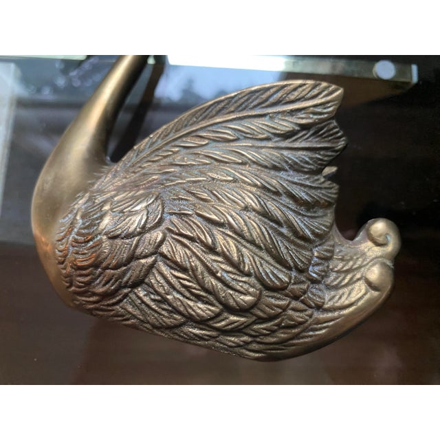 Hollywood Regency Mid 20th Century Brass Swan Vase For Sale - Image 3 of 7